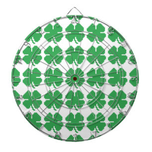 Cible De Fléchettes 8 bits Pixel Lucky Four Leaf Clocher