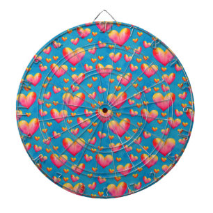 Cible de fléchettes à coeurs aquarelles multicolor