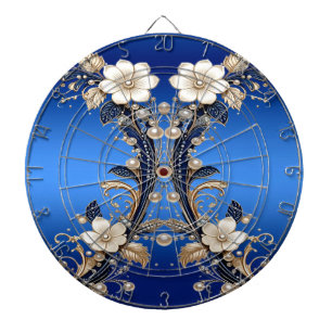 Cible de fléchettes à embellissement floral bleu b