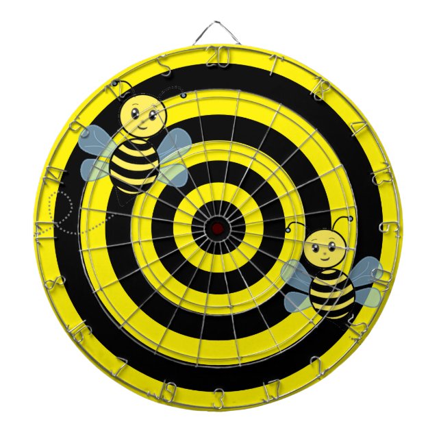 Cible De Fléchettes Abeilles de miel sur cercles noirs et jaunes (Devant)