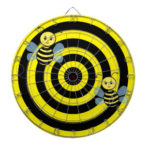 Cible De Fléchettes Abeilles domestiques sur cercles noirs et jaunes