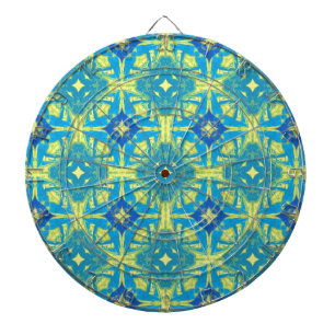 Cible De Fléchettes Abstrait bleu et jaune