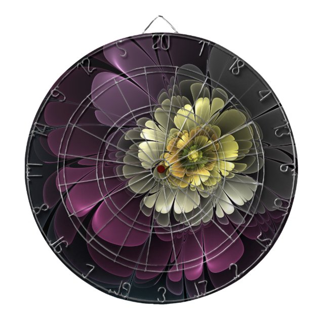 Cible De Fléchettes Abstrait Purpur moderne Khaki Gris Fleur fractale  (Devant)