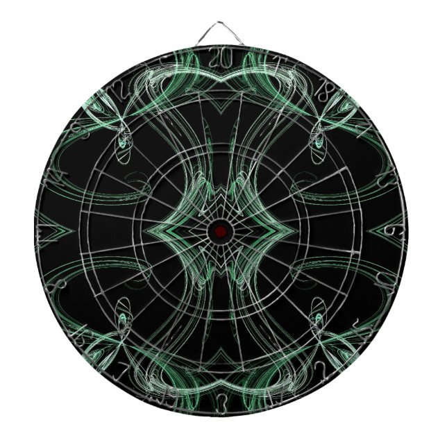 Cible de flechettes Abstraite noire et Turquoise v (Devant)