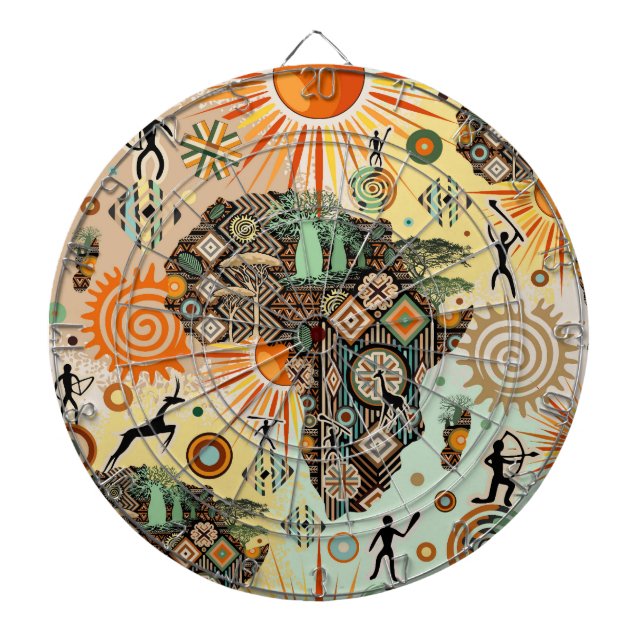 Cible De Fléchettes Africa Map Decorative Tribal Elements Pattern (Devant)
