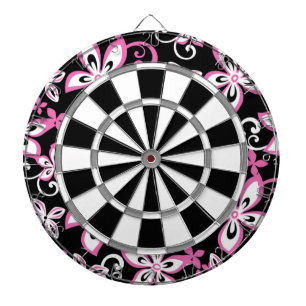 CIBLE DE FLÉCHETTES ALOHA HAWAII (NOIR/ROSE)