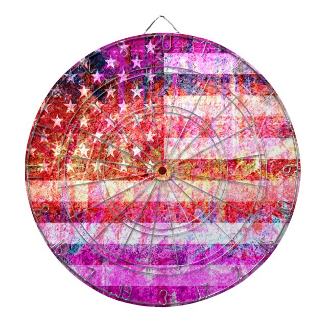 Cible De Fléchettes American Flag Art Grunge #4 (Devant)