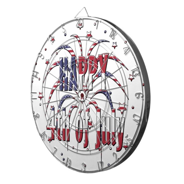 Cible De Fléchettes American Stars and Stripes Happy 4 juillet (Devant droit)