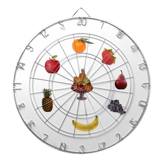 Cible De Fléchettes Ananas, Orange, Poire, Pomme, Raisin Fruits (Devant)