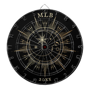 Cible De Fléchettes Année noire Monogramme de la Lune solaire céleste