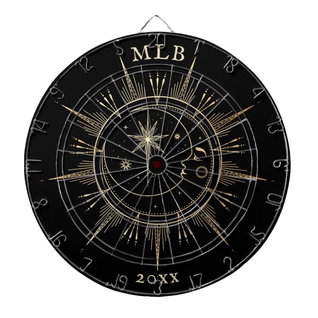 Cible De Fléchettes Année noire Monogramme de la Lune solaire céleste (Devant)