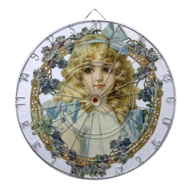 Cible De Fléchettes Antique Petite fille Portrait enfant Beau (Devant)