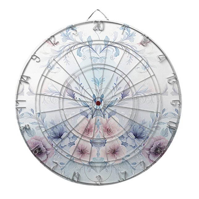 Cible De Fléchettes Aquarelle Bleu rose Floral Darboard (Devant)