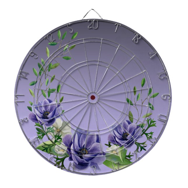 Cible De Fléchettes Aquarelle Fleurs violettes Panneau arrière (Devant)
