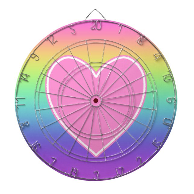 Cible De Fléchettes Arc-en-ciel avec Dartboard de coeur (Devant)