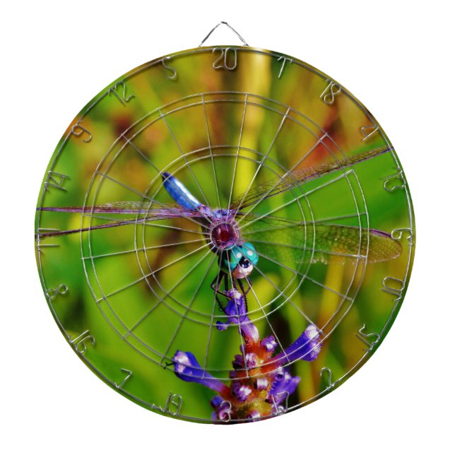 Cible De Fléchettes Arc en ciel libellule et fleur (Devant)