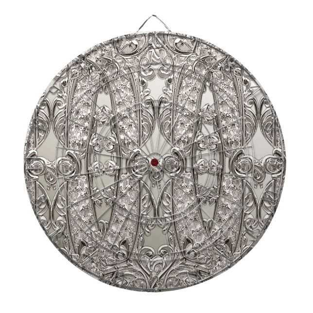 Cible De Fléchettes Argent Ornate Darboard moderne (Devant)
