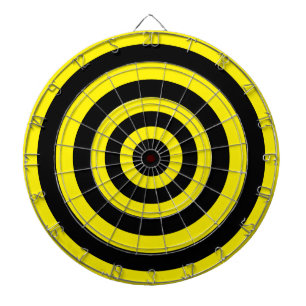 Cible De Fléchettes Art Abstrait avec cercles en noir et jaune
