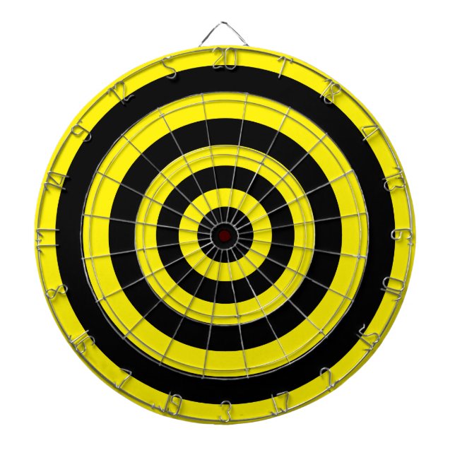 Cible De Fléchettes Art Abstrait avec cercles en noir et jaune (Devant)