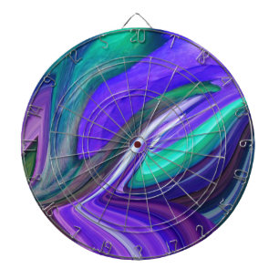 Cible De Fléchettes Art Abstrait Purple N Feuille Turquoise