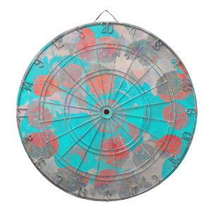 Cible De Fléchettes Art bleu rouge romantique floral / motif de fleurs