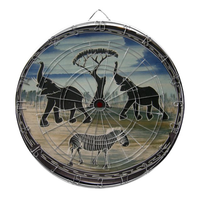 Cible De Fléchettes Art Eléphant Africain (Devant)