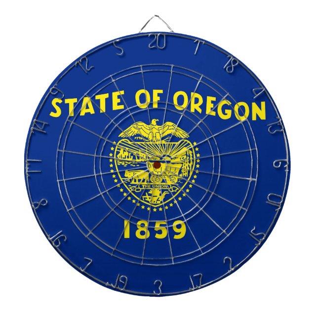 Cible de fléchettes avec drapeau de l'Oregon, État (Devant)