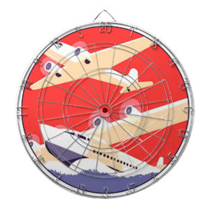 Cible De Fléchettes Avion en vol vintage WPA coloré