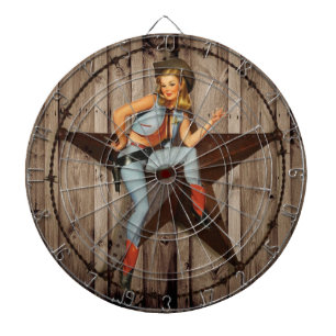 Cible De Fléchettes Barre Wood Texas Star pays occidental Cowgirl
