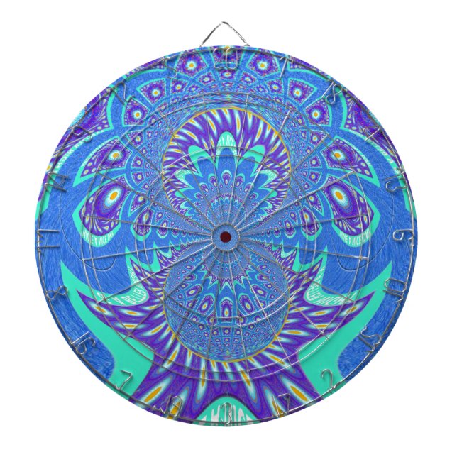Cible De Fléchettes Beau Cyan bleu moderne batik Kaleidoscope Art (Devant)