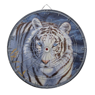 Cible De Fléchettes Beau tigre blanc aux yeux bleu cristal