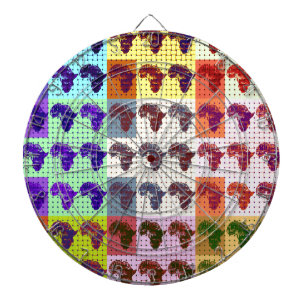 Cible De Fléchettes Belle carte africaine À damiers Pap art ethnique