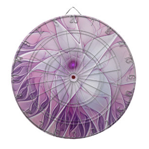 Cible De Fléchettes Belle Fleur rose moderne Fractal Art Abstrait