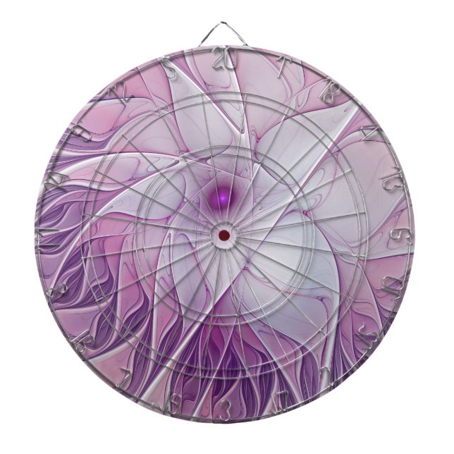 Cible De Fléchettes Belle Fleur rose moderne Fractal Art Abstrait (Devant)
