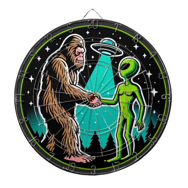 Cible De Fléchettes Bigfoot Alien Alliance - Funny Scifi Cryptid (Devant)
