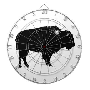 Cible De Fléchettes Bison noir et blanc Silhouette Pop Art