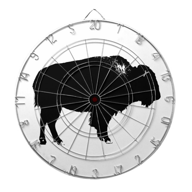 Cible De Fléchettes Bison noir et blanc Silhouette Pop Art (Devant)