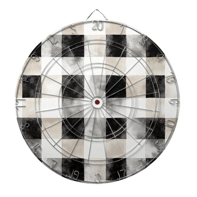 Cible De Fléchettes Black Cream Plaid Stripes (Devant)