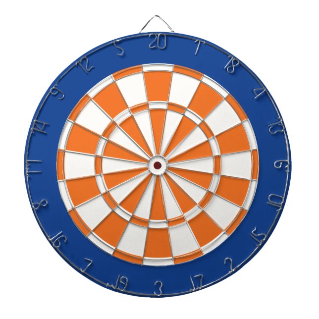 Cible de flechettes : Blanc, orange, et bleu (Devant)