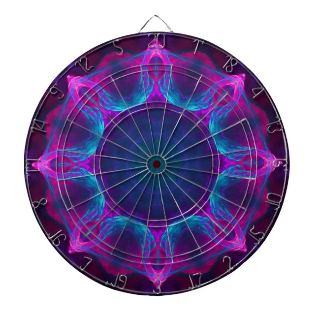 Cible De Fléchettes Bleu et rose néon foncé Kaleidoscope dégradé (Devant)