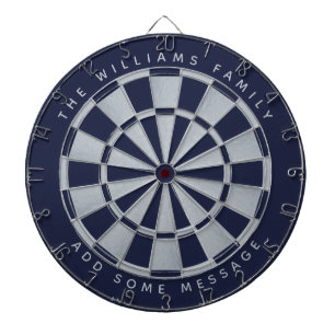 Cible De Fléchettes Bleu marine Faux Géométrique de nom de famille per