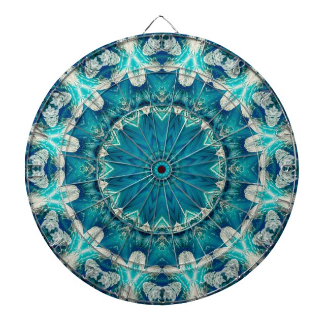 Cible De Fléchettes Blue Aqua Mandala Rosette Retro Hippie (Devant)