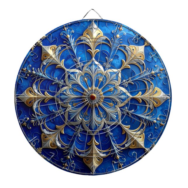 Cible De Fléchettes Blue Decorative Floral Dartboard (Devant)