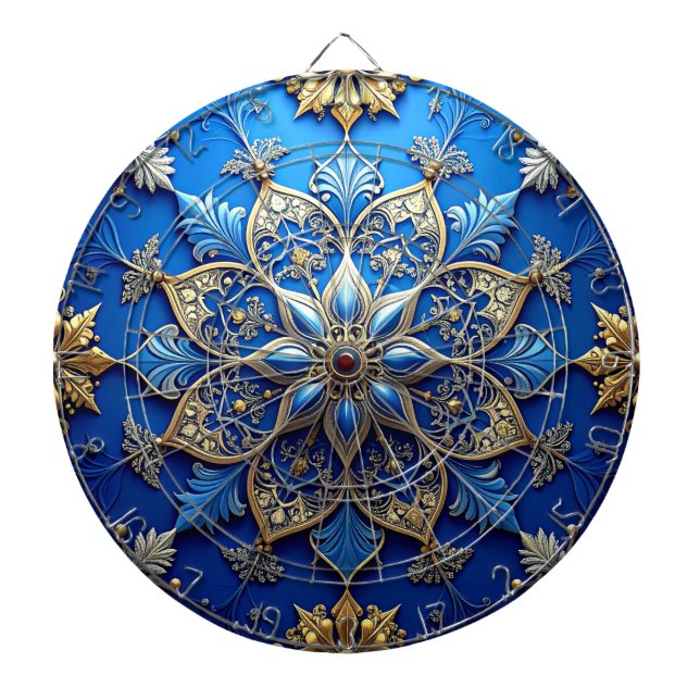 Cible De Fléchettes Blue Decorative Floral Dartboard (Devant)