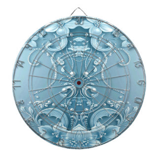 Cible De Fléchettes Blue Decorative Floral Dartboard
