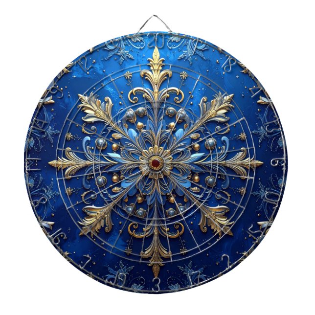 Cible De Fléchettes Blue Decorative Floral Dartboard (Devant)
