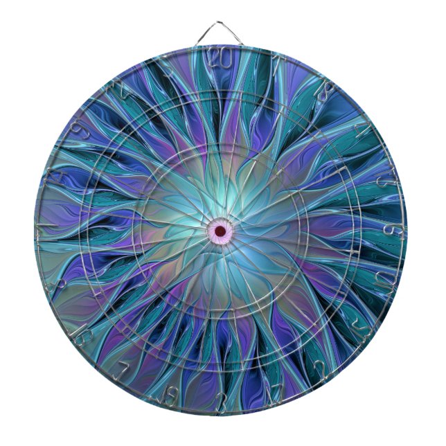 Cible De Fléchettes Blue Purple Flower Dream Abstrait Fractal Art (Devant)