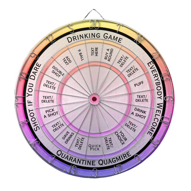 Cible De Fléchettes Boire Jeu Tous Réglementation Texte Personnalisé (Devant)