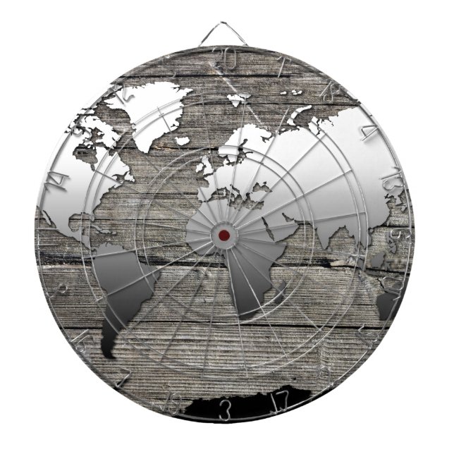 Cible De Fléchettes bois 13 de carte du monde (Devant)