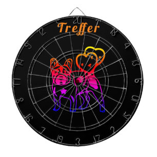 Cible De Fléchettes Bouledogues français avec cœur French Bulldog